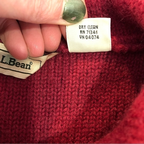 L.L. Bean boiled wool sweater jacket cranberry red buttons patch pockets Small - Picture 7 of 9